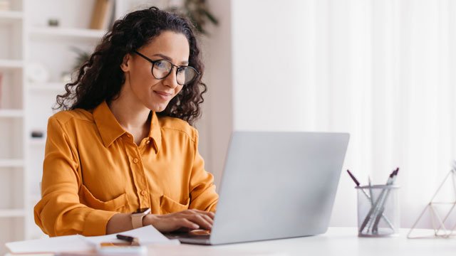 Woman working on a computer